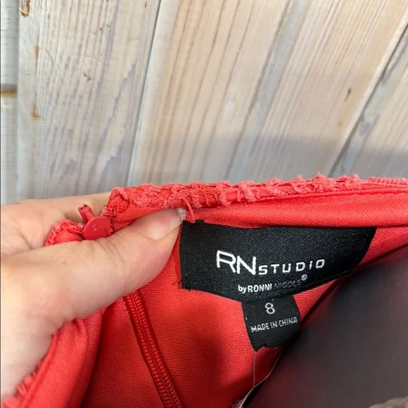 Ronni Nicole Orange Sheath Dress with Bell Sleeves - Picture 5 of 5